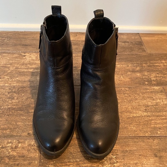 NINE WEST BLACK LEATHER ANKLE BOOTS - Picture 3 of 8